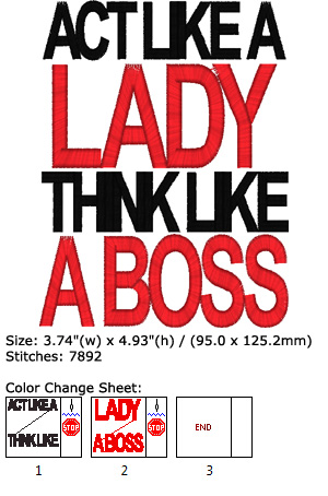 Act like a lady embroidery design