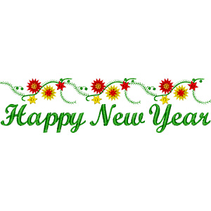 Happy New Year embroidery design
