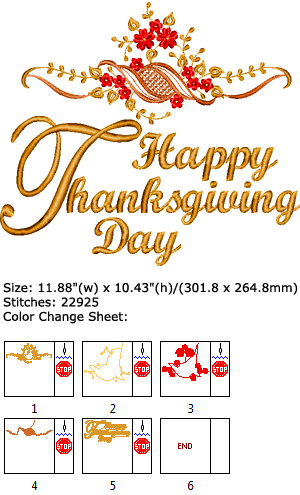 Happy Thanksgiving Day embroidery design