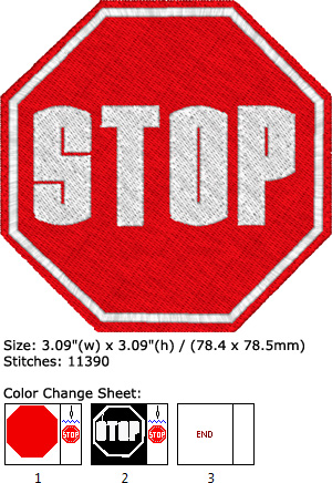 Stop embroidery design