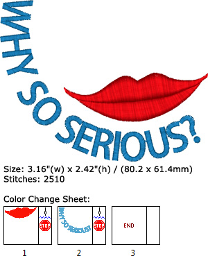 Why so serious embroidery design