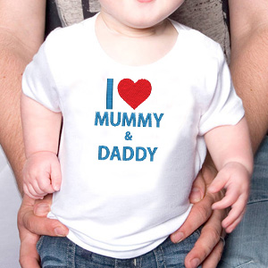 I love mummy and daddy custom embroidery design
