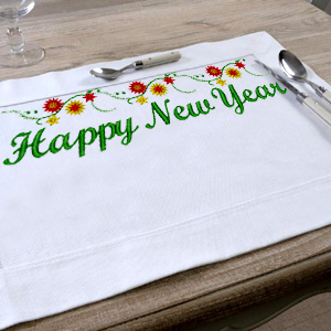 Happy New Year custom embroidery design