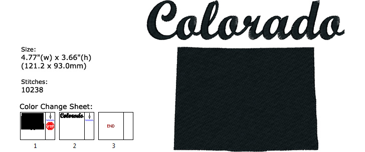 Colorado embroidery design
