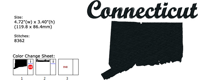 Connecticut embroidery design