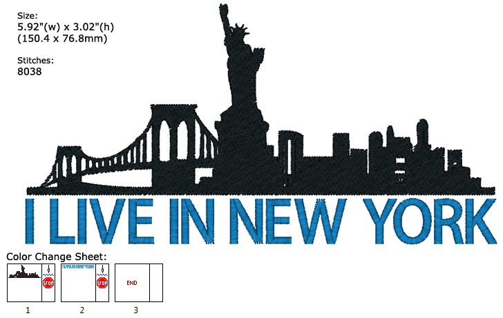 I live in new york embroidery design