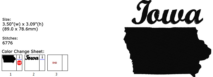 Iowa embroidery design