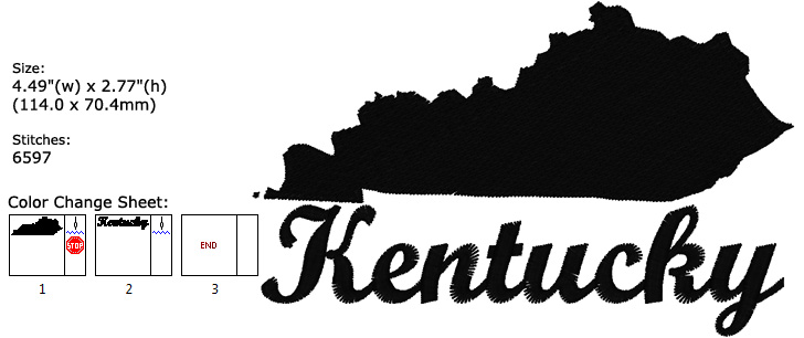 Kentucky embroidery design