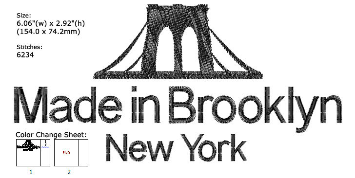 Made in brooklyn embroidery design