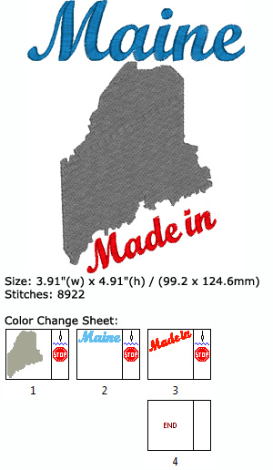 Maine embroidery design