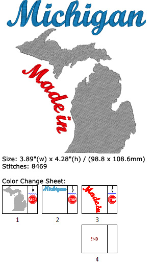 Michigan embroidery design