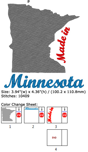 Minnesota embroidery design