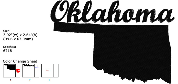 Oklahoma embroidery design