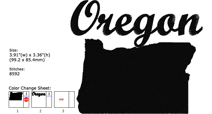 Oregon embroidery design