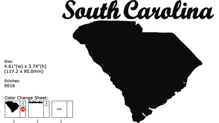 South Carolina embroidery design