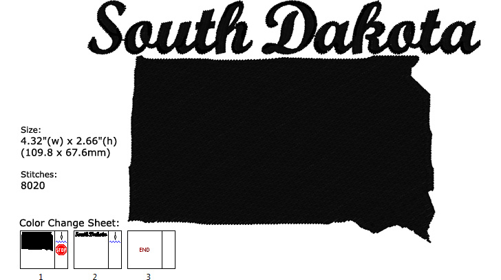 South Dakota embroidery design