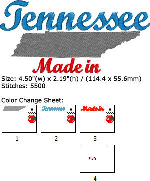 Tennessee embroidery design