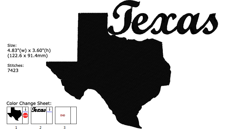 Texas embroidery design