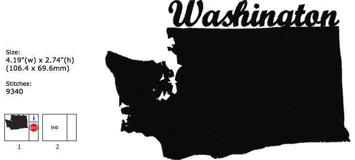 Washington embroidery design