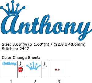 Anthony embroidery design