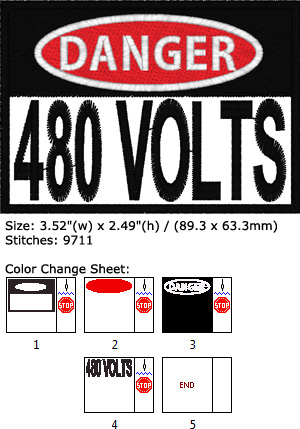 480 Volts embroidery design