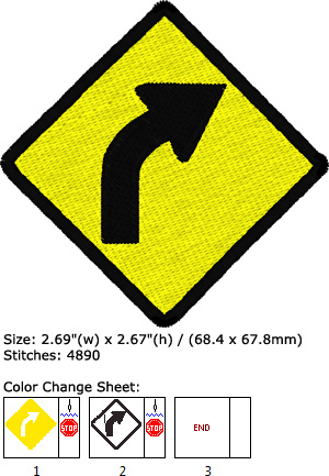 Right Curve Ahead embroidery design