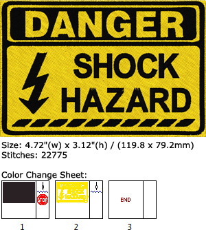 Shock Hazard embroidery design