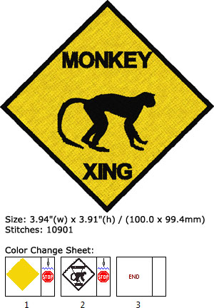 Monkey embroidery design