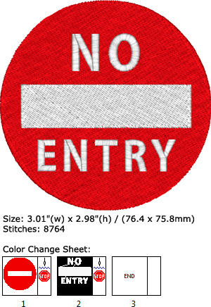 No entry embroidery design