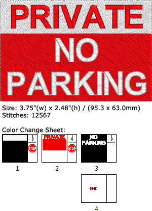 No Parking embroidery design