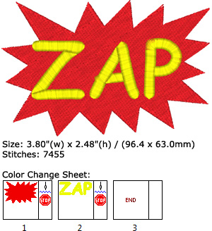 Zap embroidery design