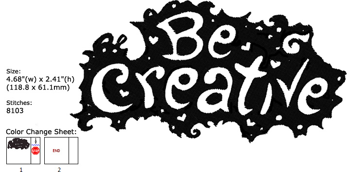Be creative embroidery design