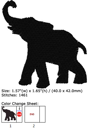 Elephant embroidery design