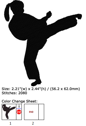 Karate embroidery design