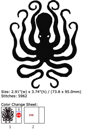 Octopus embroidery design