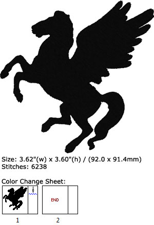 Pegasus embroidery design