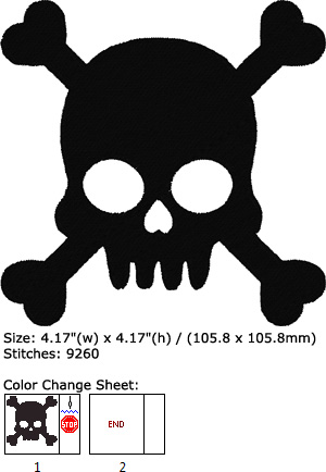 Skull embroidery design