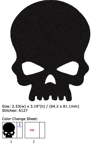 Skull embroidery design