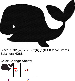 Whale embroidery design
