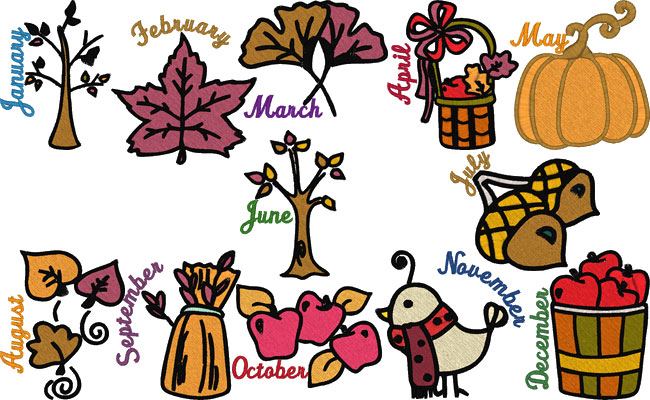Autumn embroidery designs