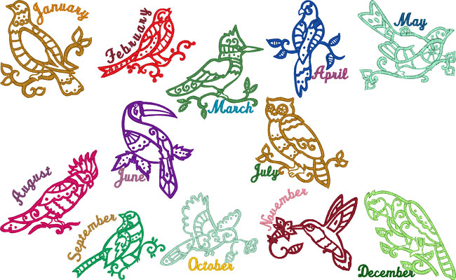 Birds embroidery designs