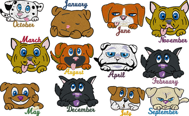 Puppies embroidery designs