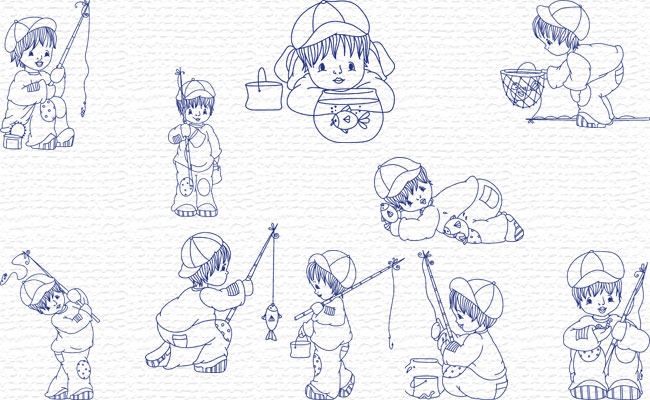 Bluework Little Fisherman embroidery designs