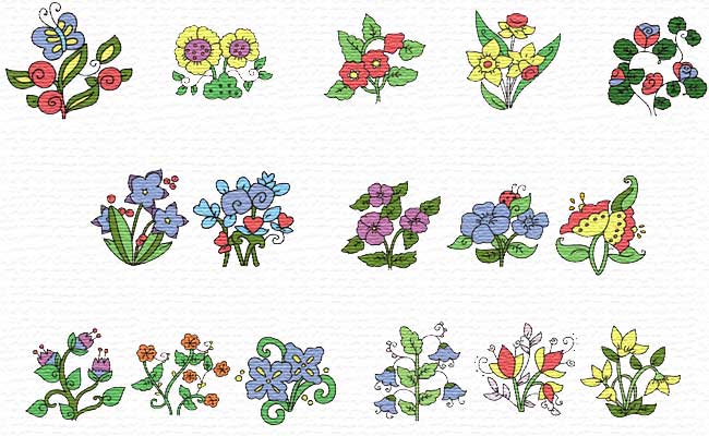 Flowers embroidery designs