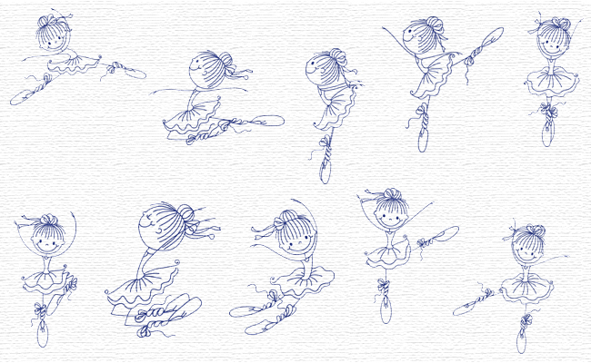 Ballerinas embroidery designs