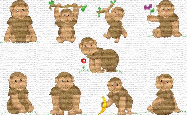 Monkey embroidery designs