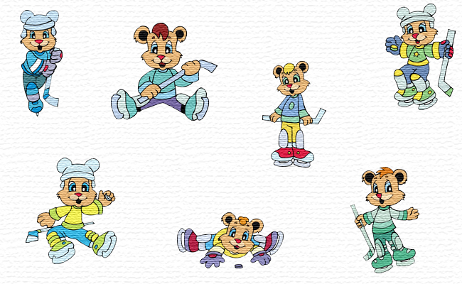 Ice Hockey Bears embroidery designs