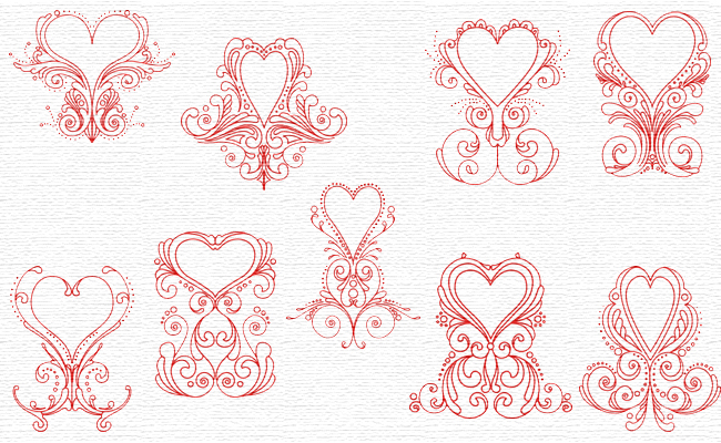 Hearts embroidery designs