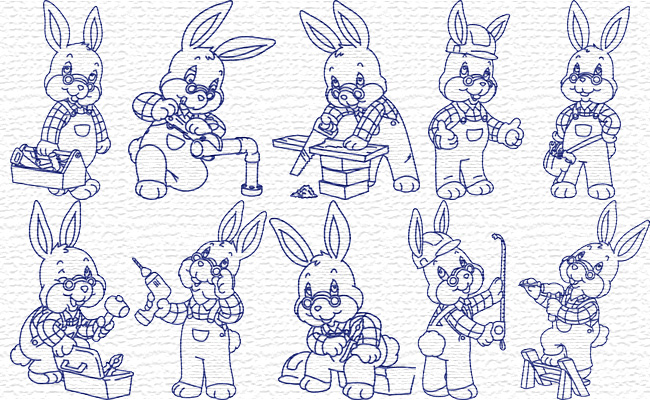 Bunnies embroidery designs