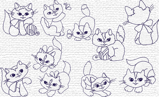 Kitties embroidery designs